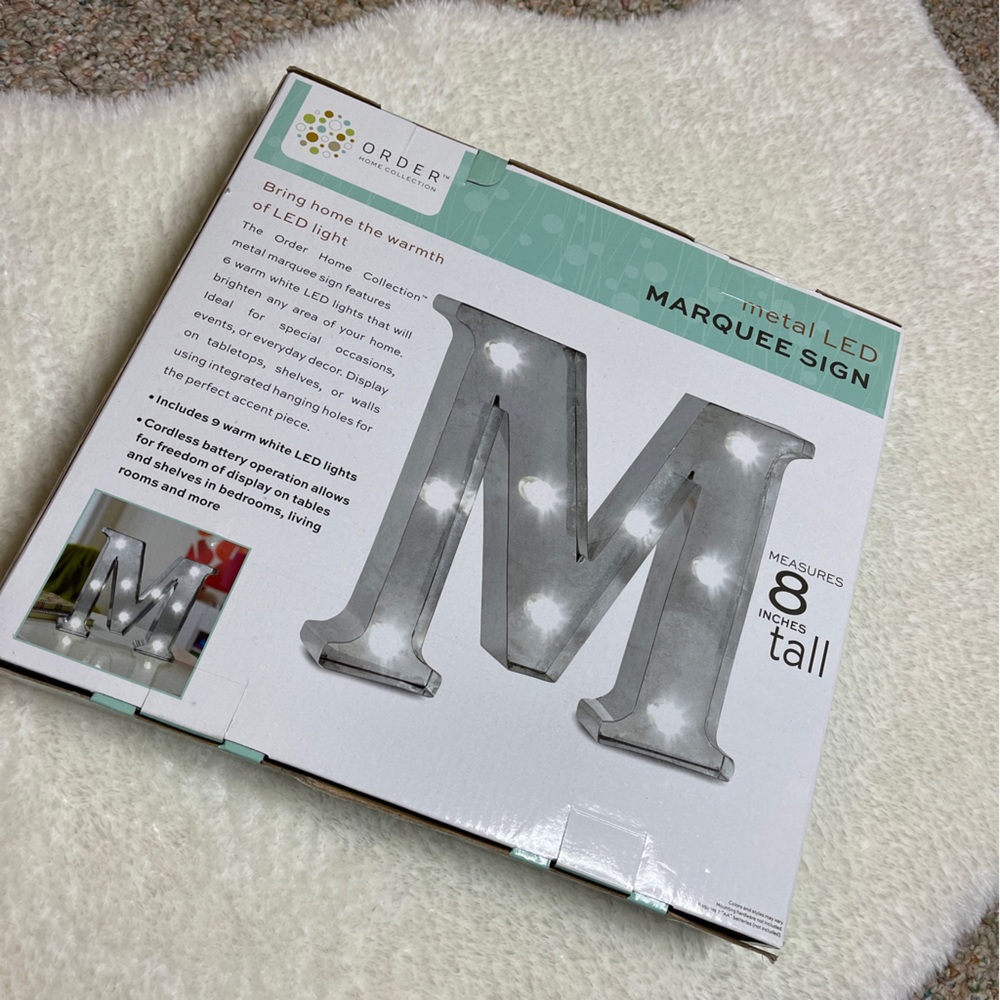 Home Collection “M” Marquee Metal LED Sign - Picture 9 of 16